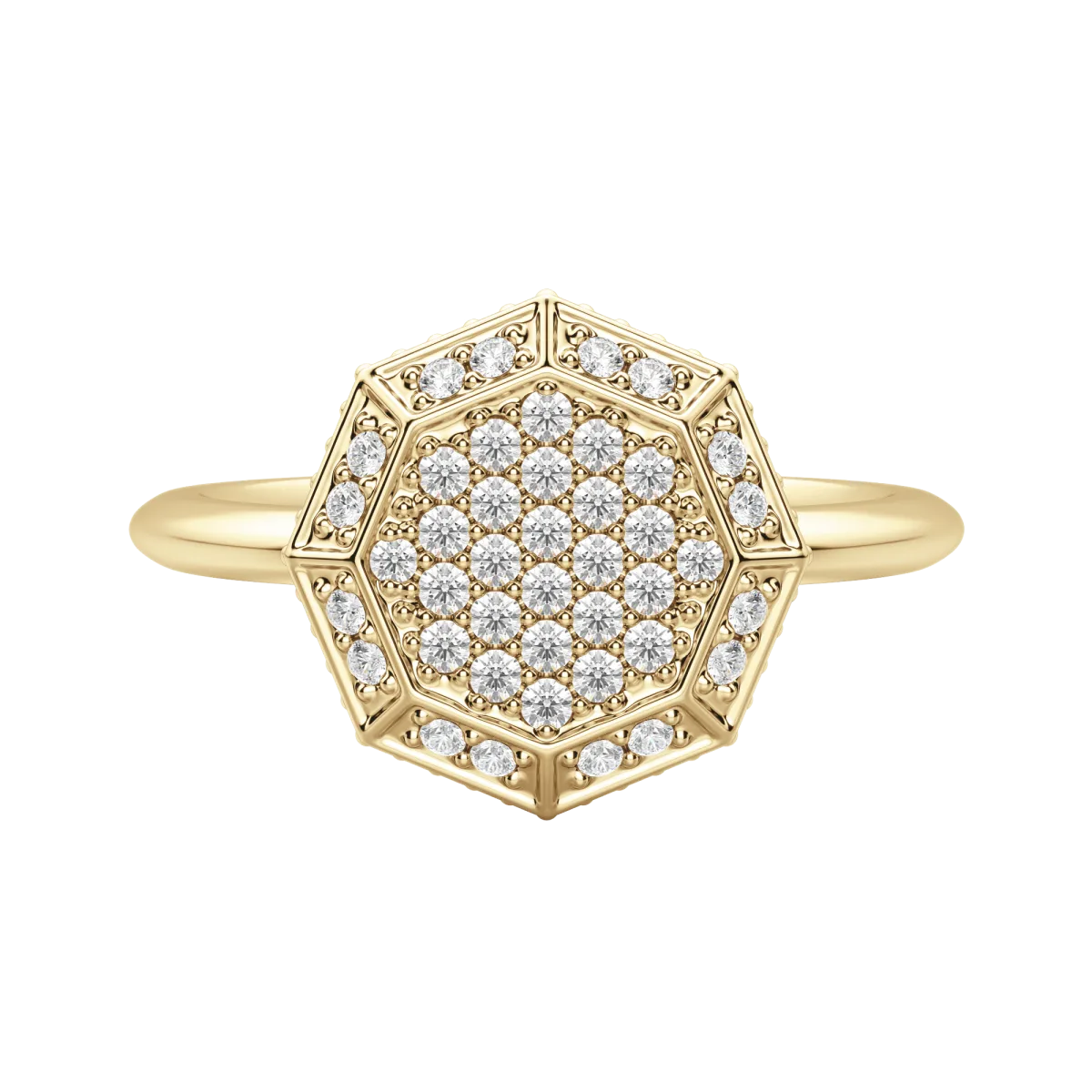 Round cut Lab Diamond Octagon Pave Ring