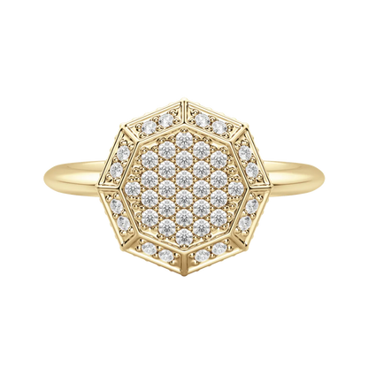 Round cut Lab Diamond Octagon Pave Ring