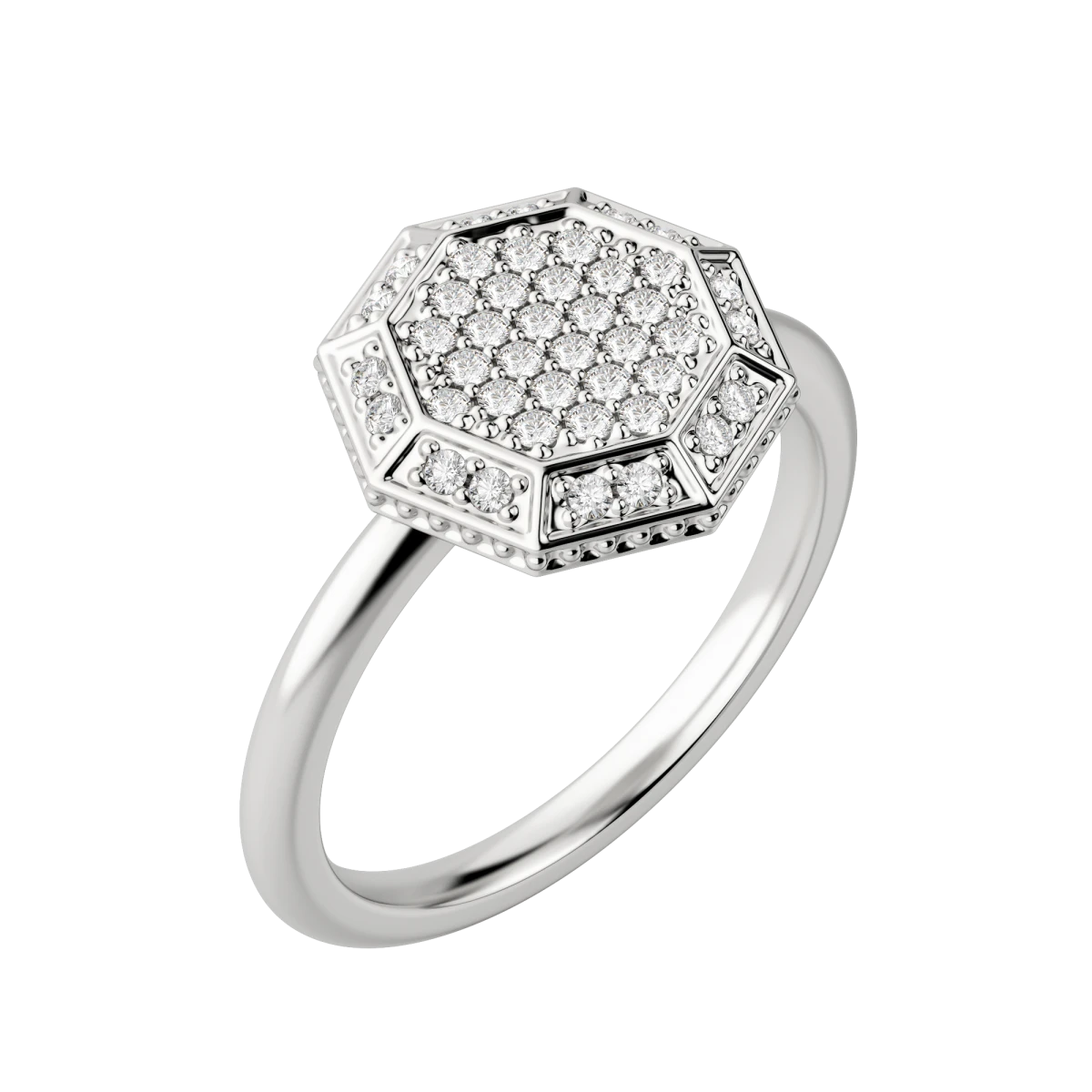 Round cut Lab Diamond Octagon Pave Ring