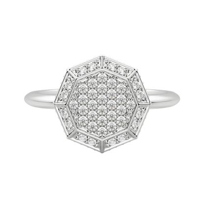 Round cut Lab Diamond Octagon Pave Ring