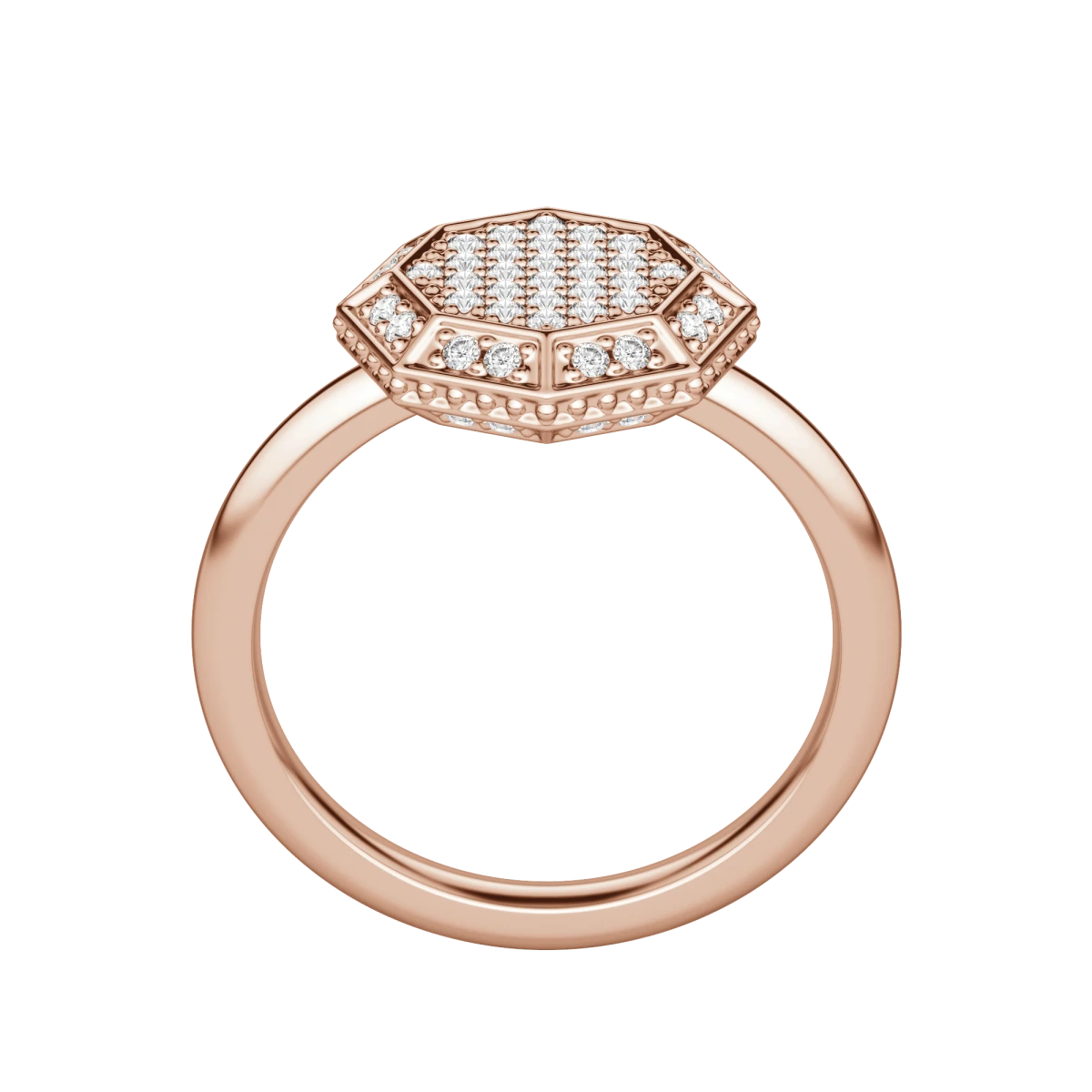 Round cut Lab Diamond Octagon Pave Ring