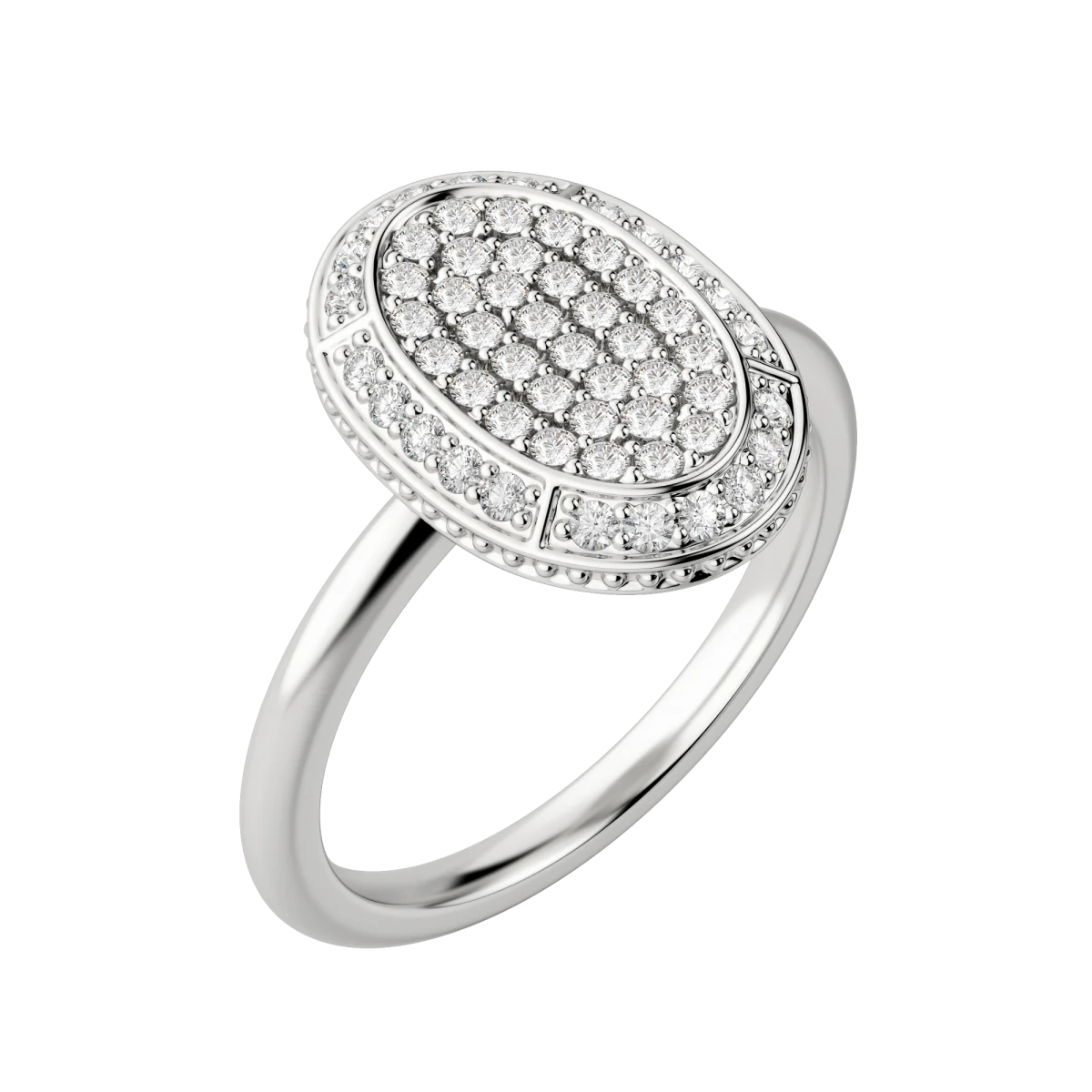 Round cut Lab Diamond Oval Pave Ring