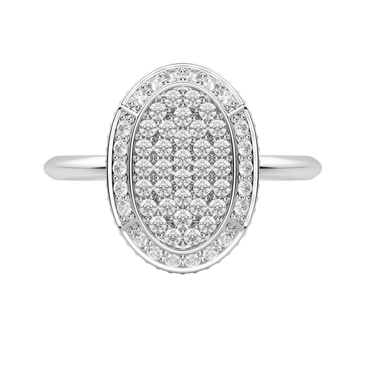 Round cut Lab Diamond Oval Pave Ring