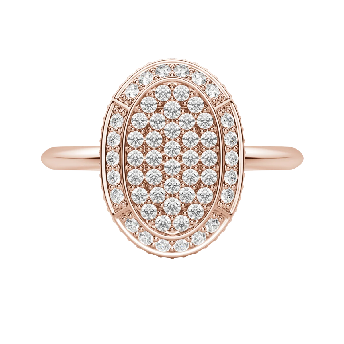 Round cut Lab Diamond Oval Pave Ring