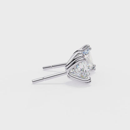 Princess-Cut Diamond Stud Earrings in Gold (2 CTW, Basket Setting)