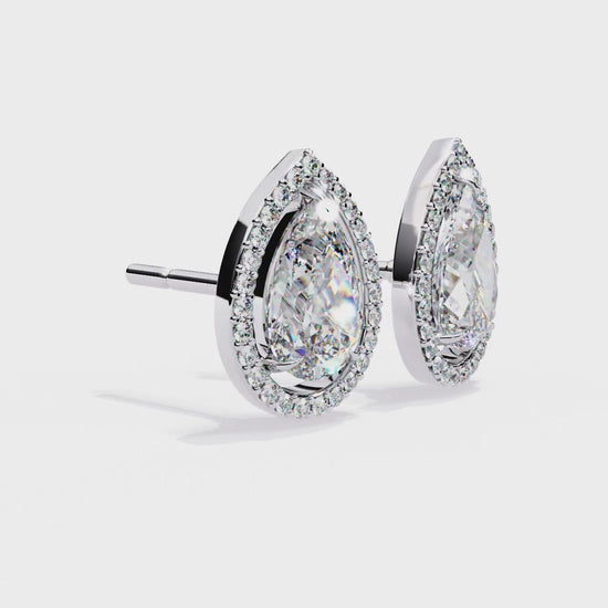 Pear Shaped Diamond Halo Earrings – Fine Gold Jewelry by Kalptaru Gems